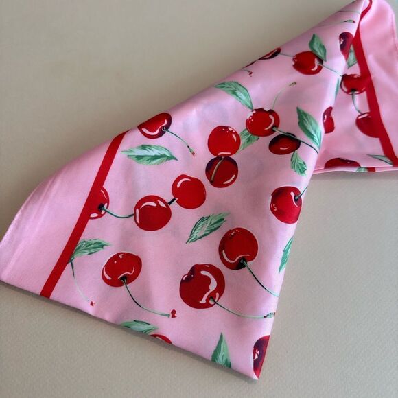 Cherry Print Pink Scarf P2 - Picture 6 of 6